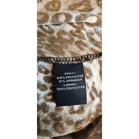 MSK Women's Full Zipper Animal Print Long Sleeve Blouse Size M Color Brown/Black - Picture 9 of 10